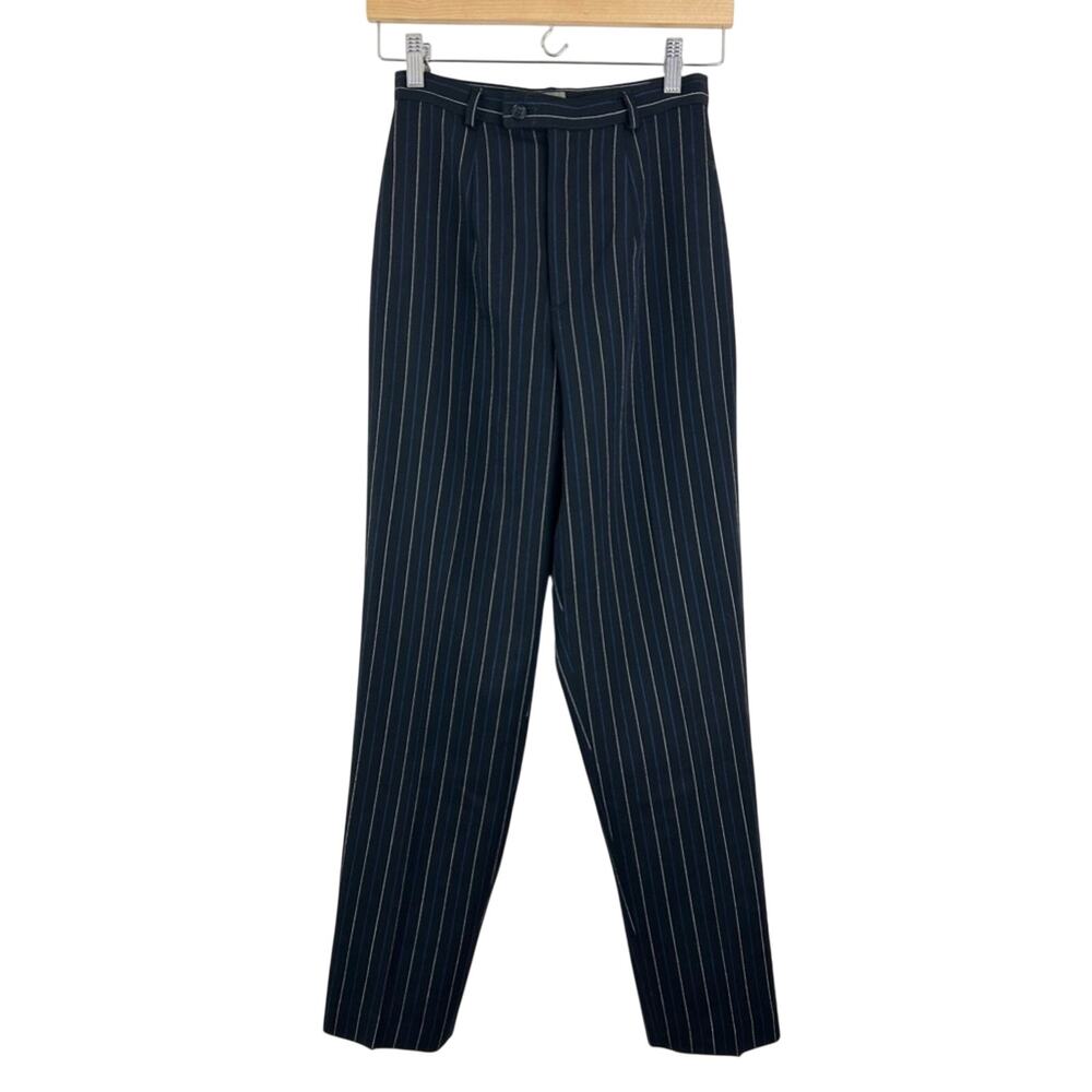 Vintage Calvin Klein Pinstripe High Waisted Wool Lined Trouser‎ Work Pant